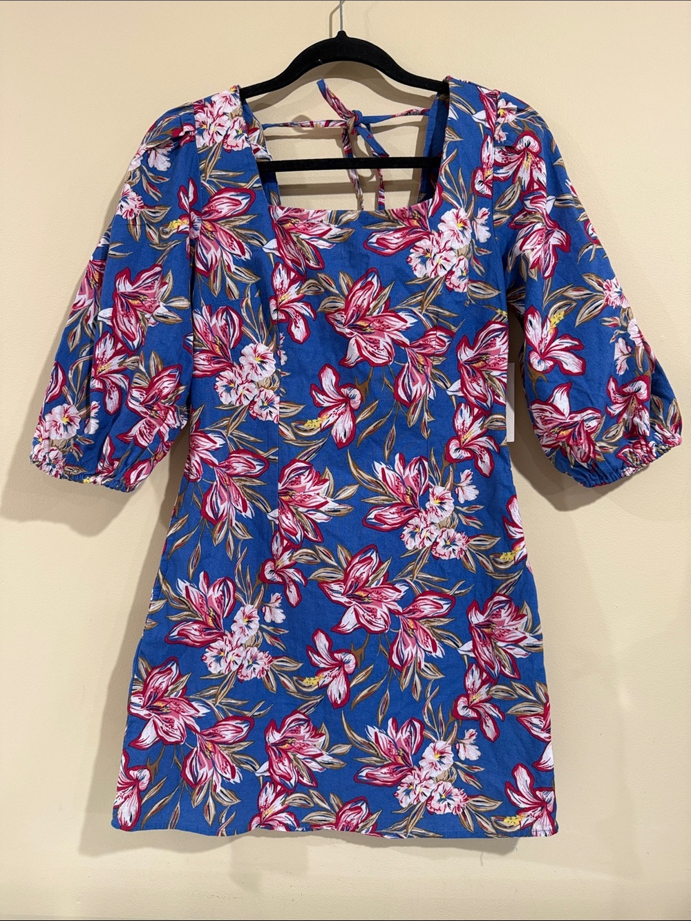a new day Blue Floral Mini Dress with Pink Accents